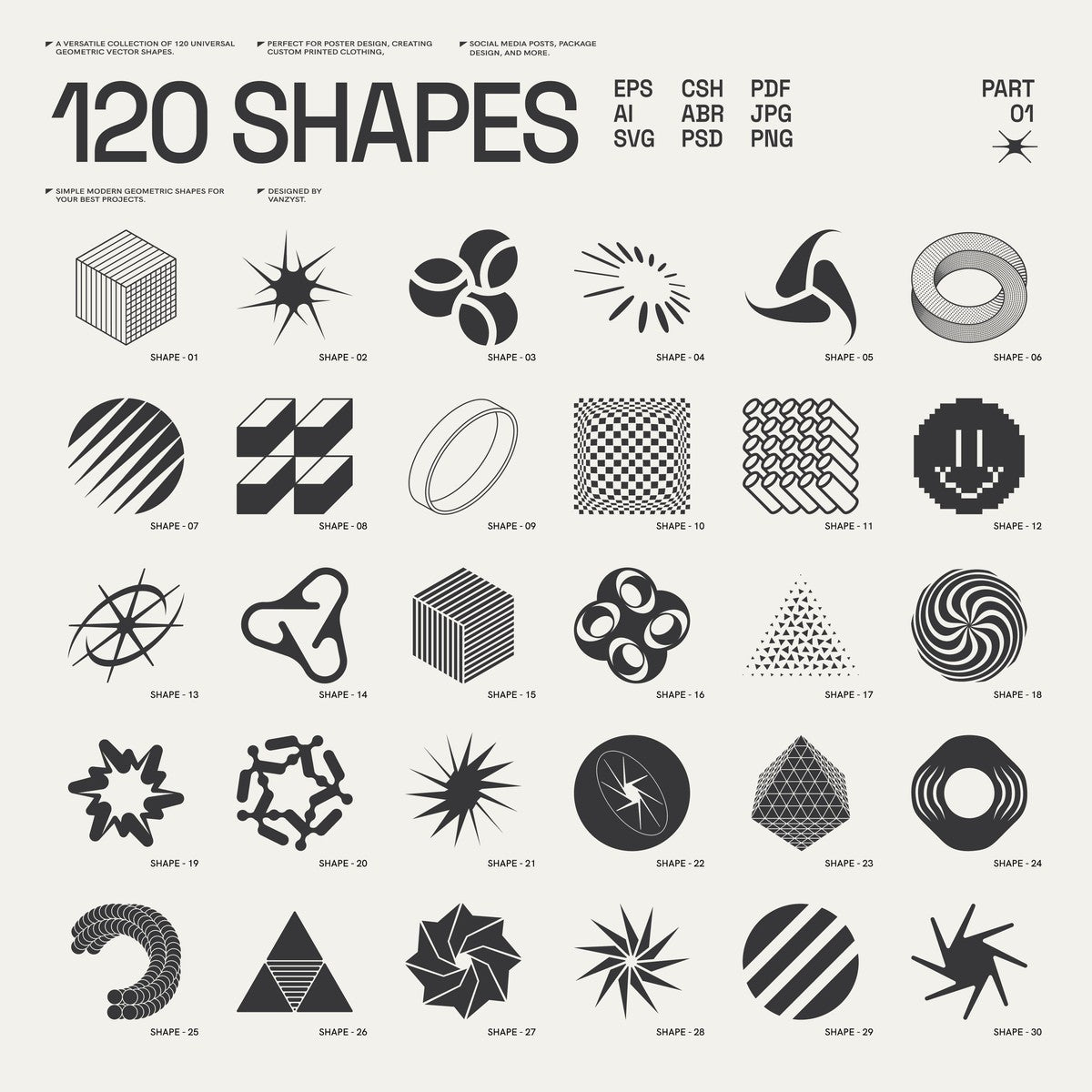 120 Abstract Geometric Shapes - Part 1