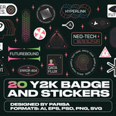 20 Y2K Badge Stickers