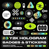 23 Y2K Hologram Badge Stickers