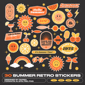 30 Summer Retro Stickers