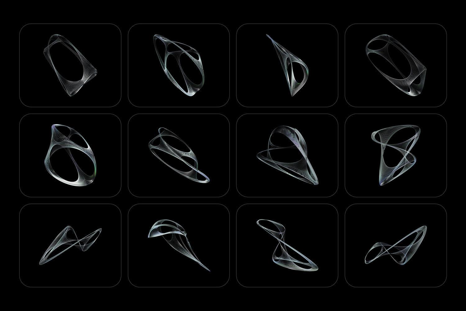 3D Chrome Wireframes