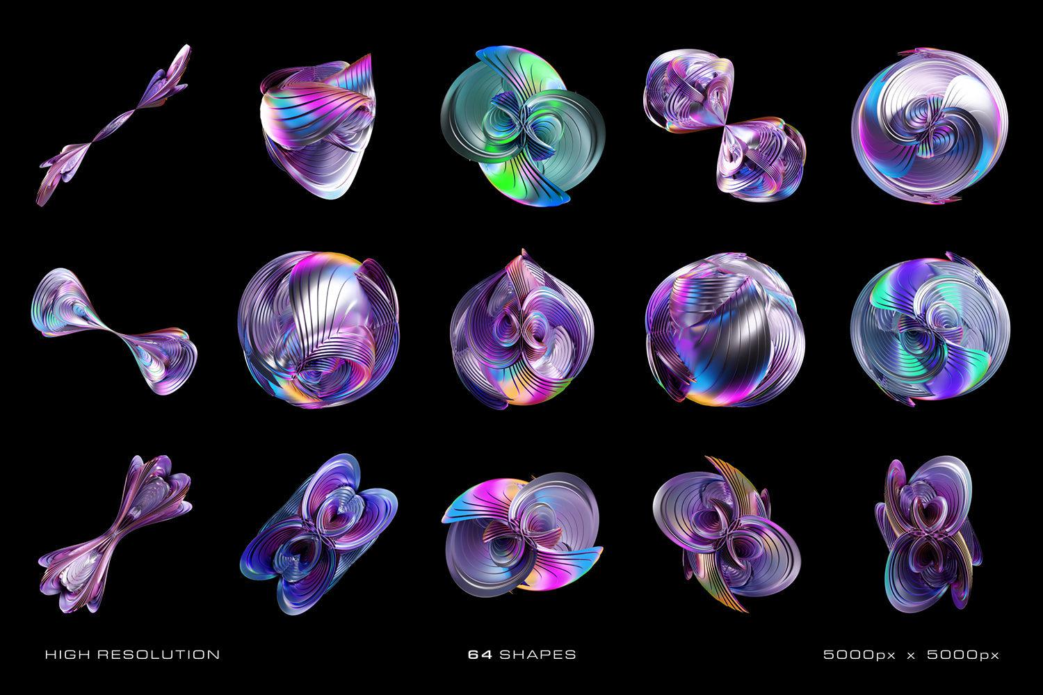3D Iridescent HD Shapes