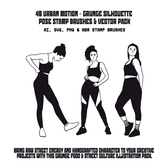 40 Urban Motion – Grunge Silhouette Pose Stamp Brushes & Vector Pack