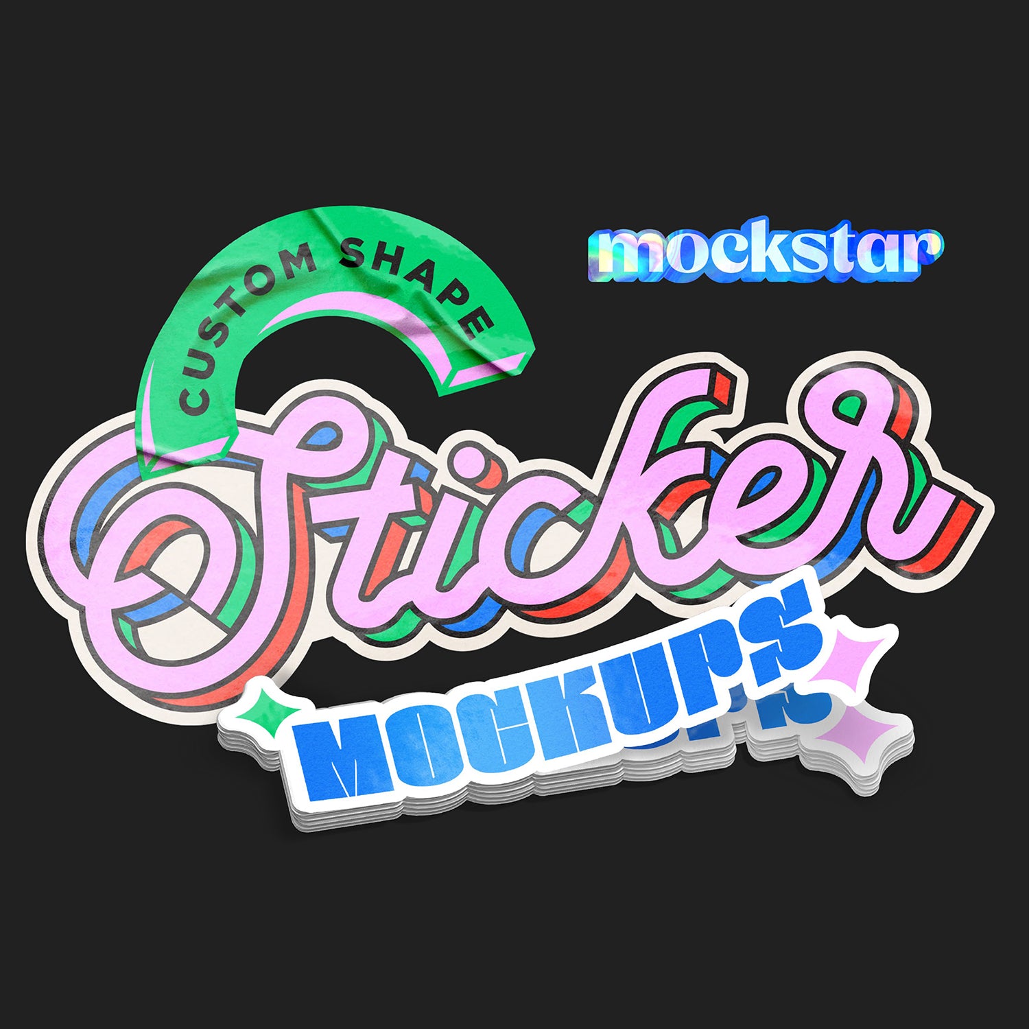Custom Shape Sticker Mockup