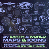 27 Earth & World Maps & Icons