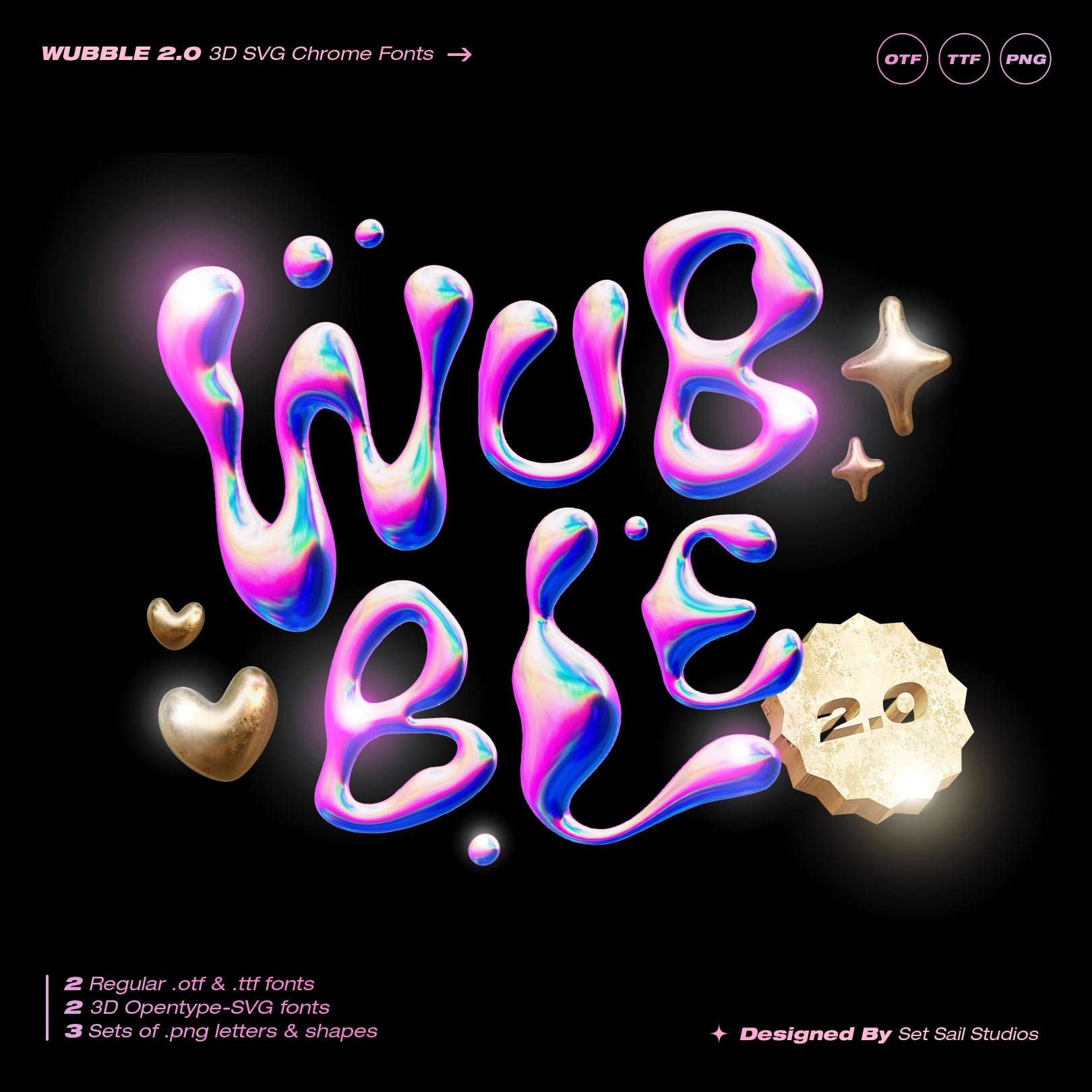 Wubble 2.0 3D Chrome Font Set - Set Sail Studios 1.jpg
