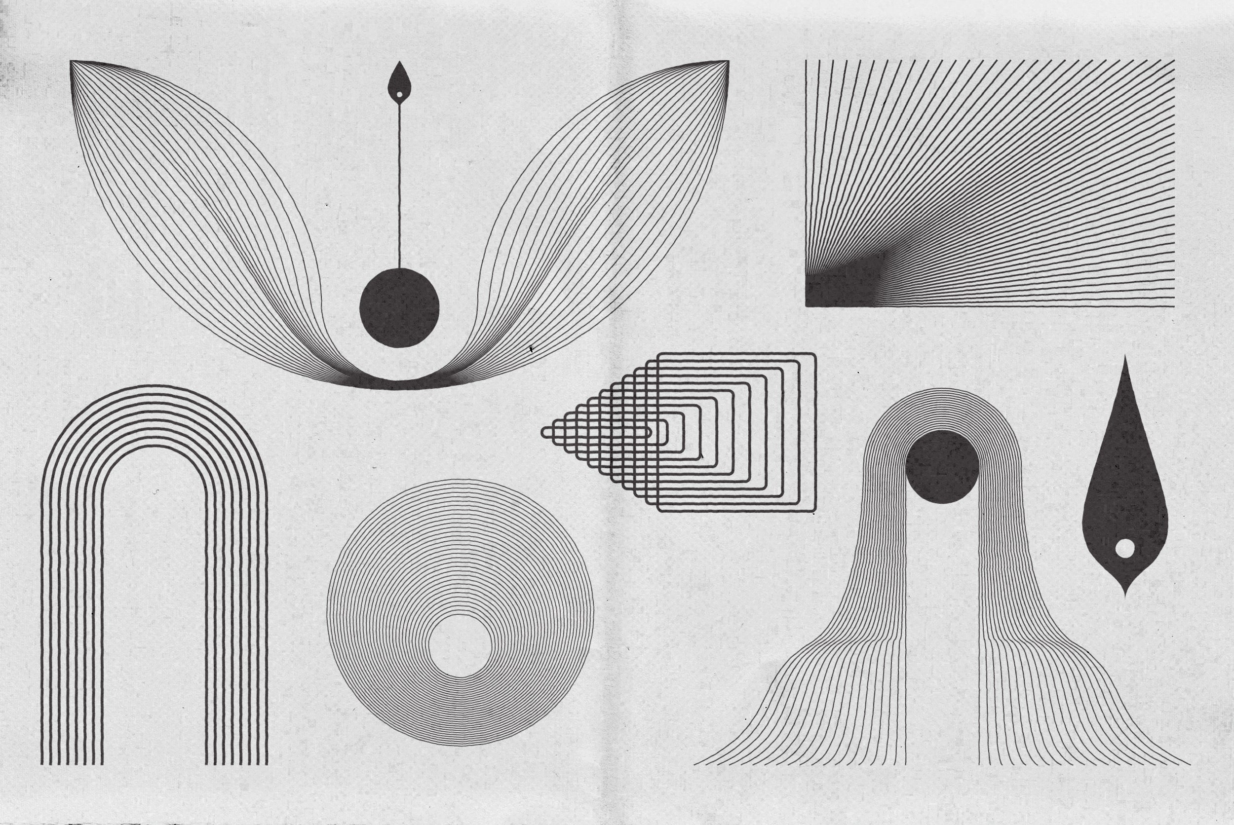 Abstract Boho Linear Vector Shapes