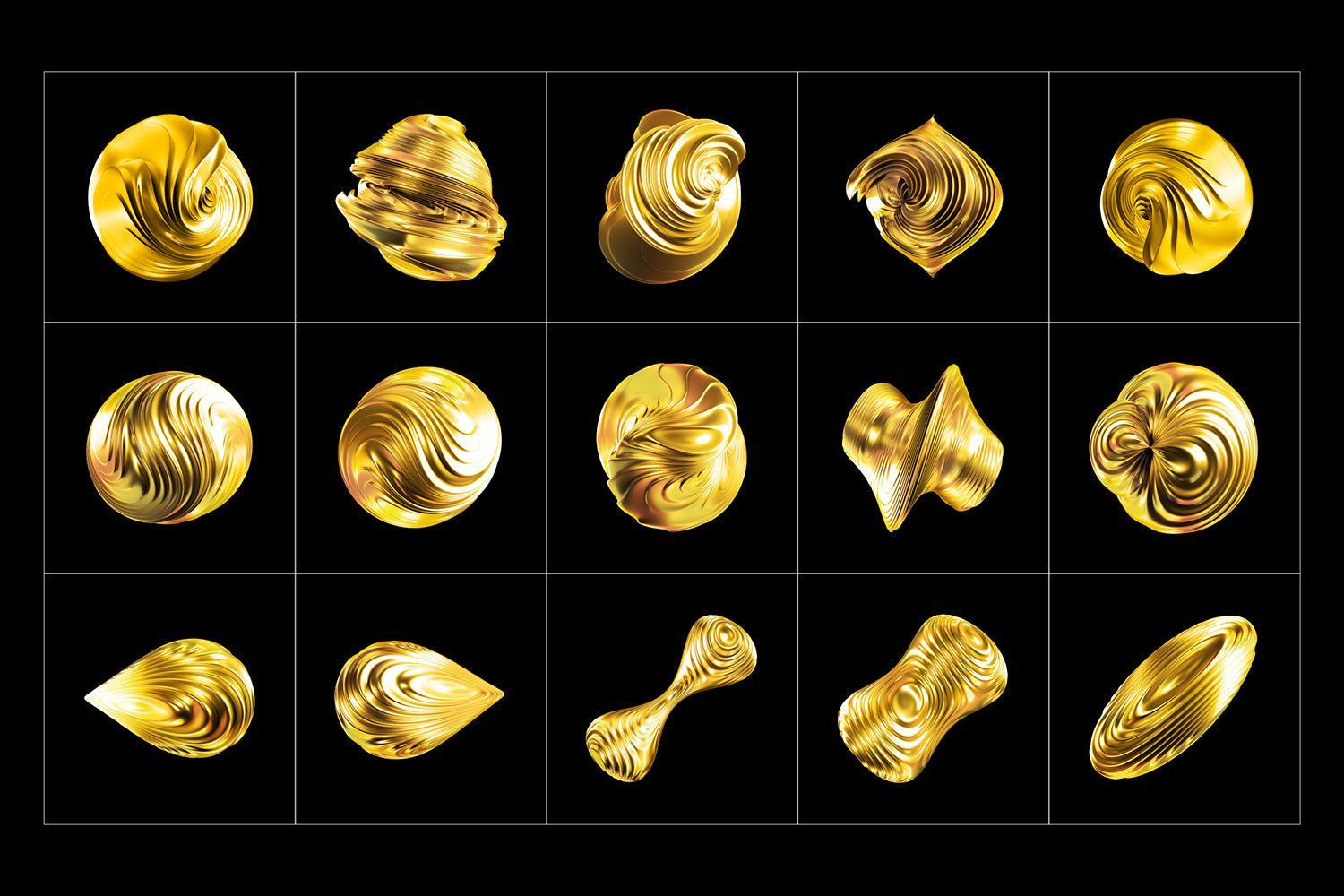 Abstract Gold 3D Shapes