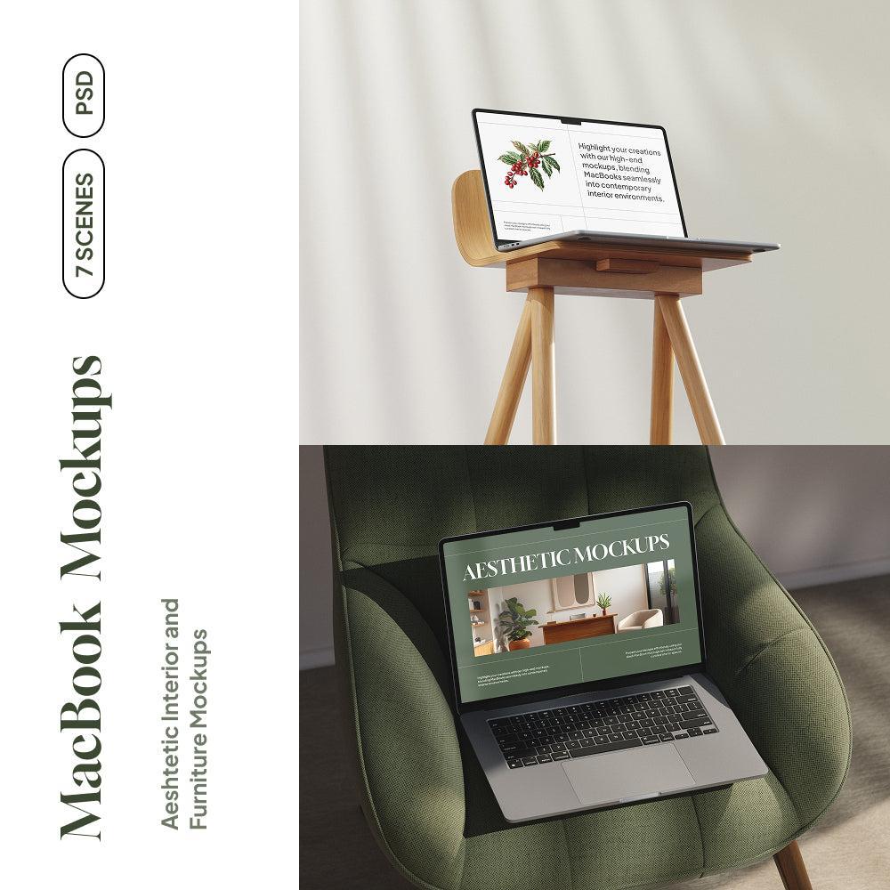 Aesthetic Interior Furniture MacBook Mockups