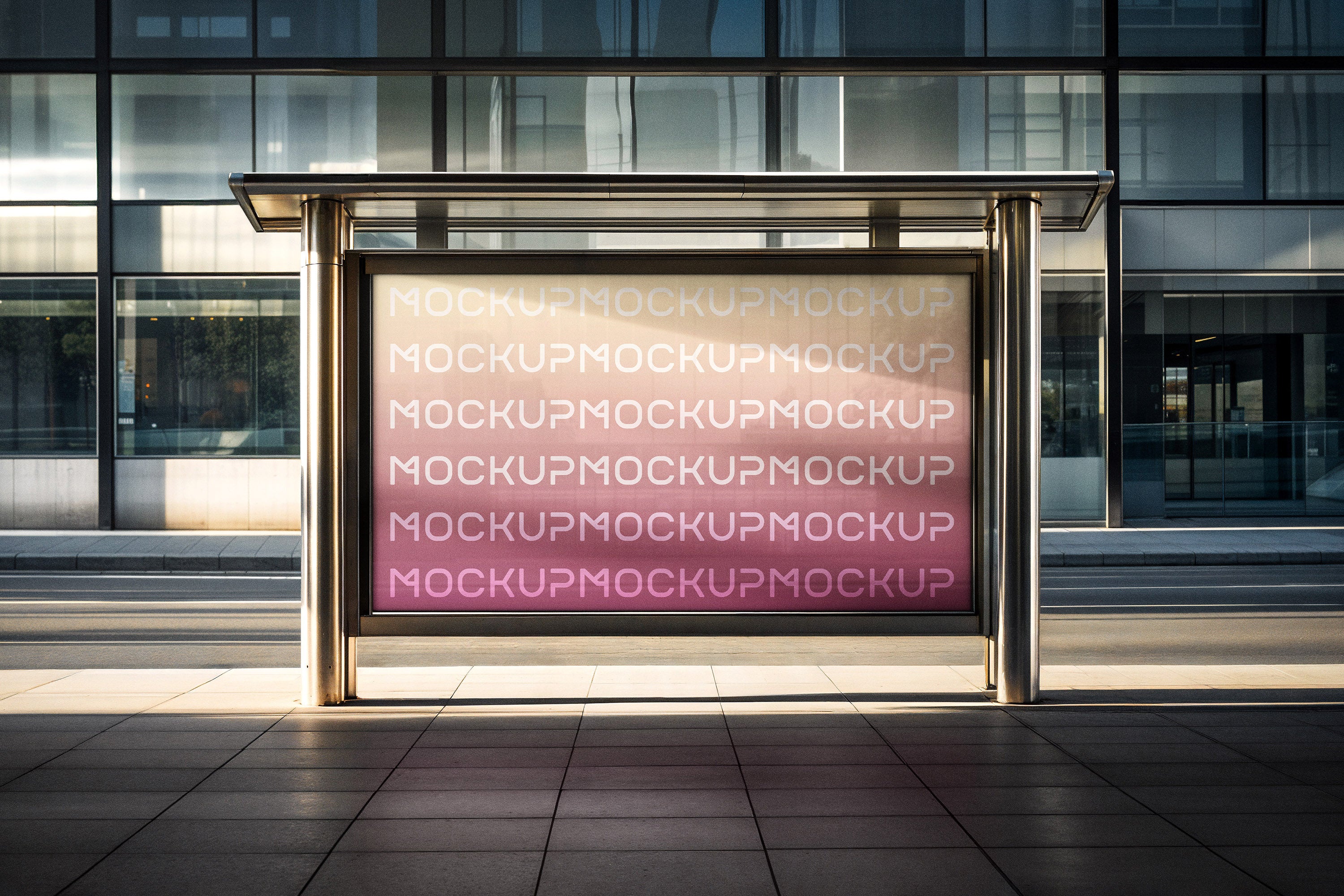 Bus Stop Horizontal Banner Mockup