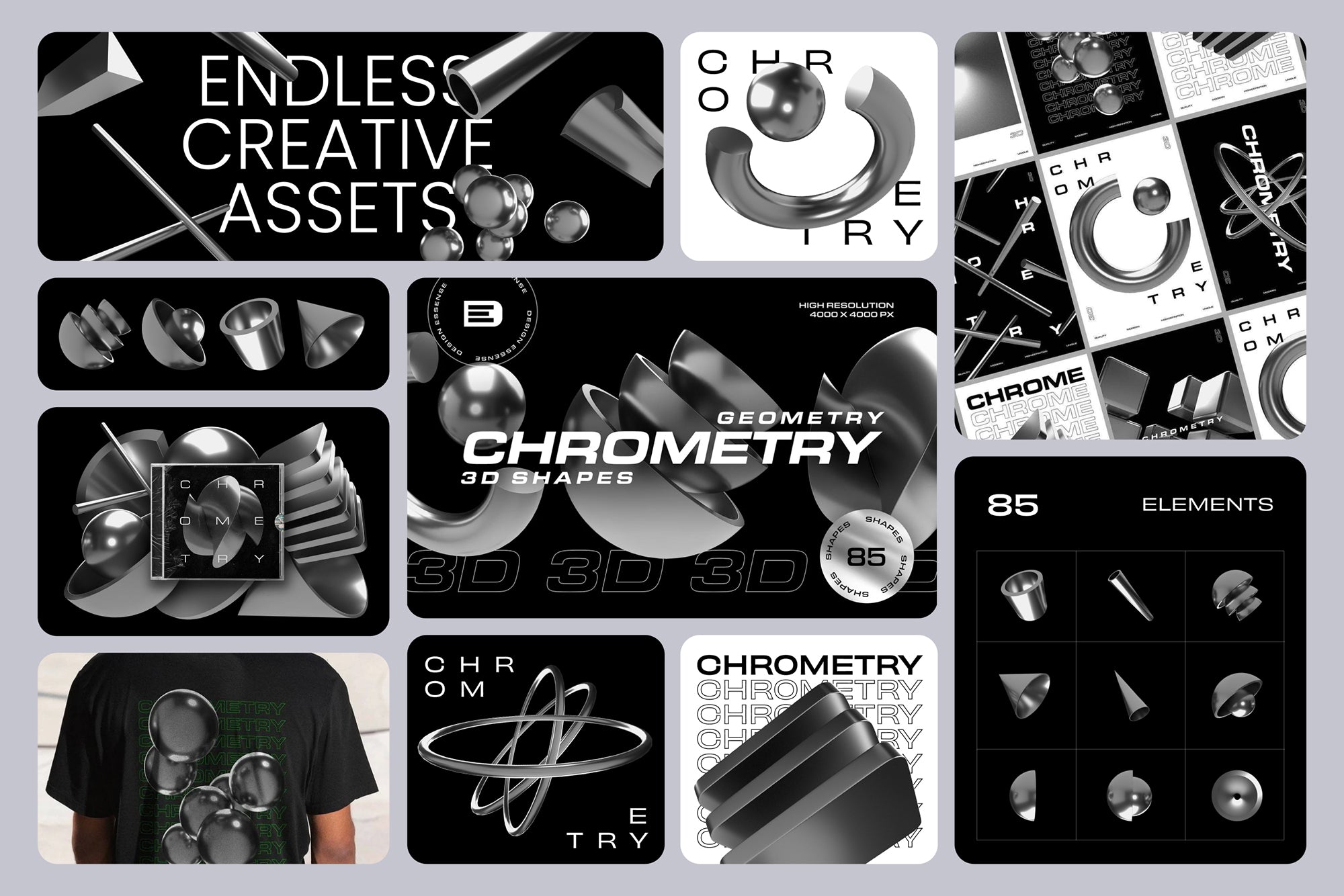 Chrome 3D Bundle 360+ elements