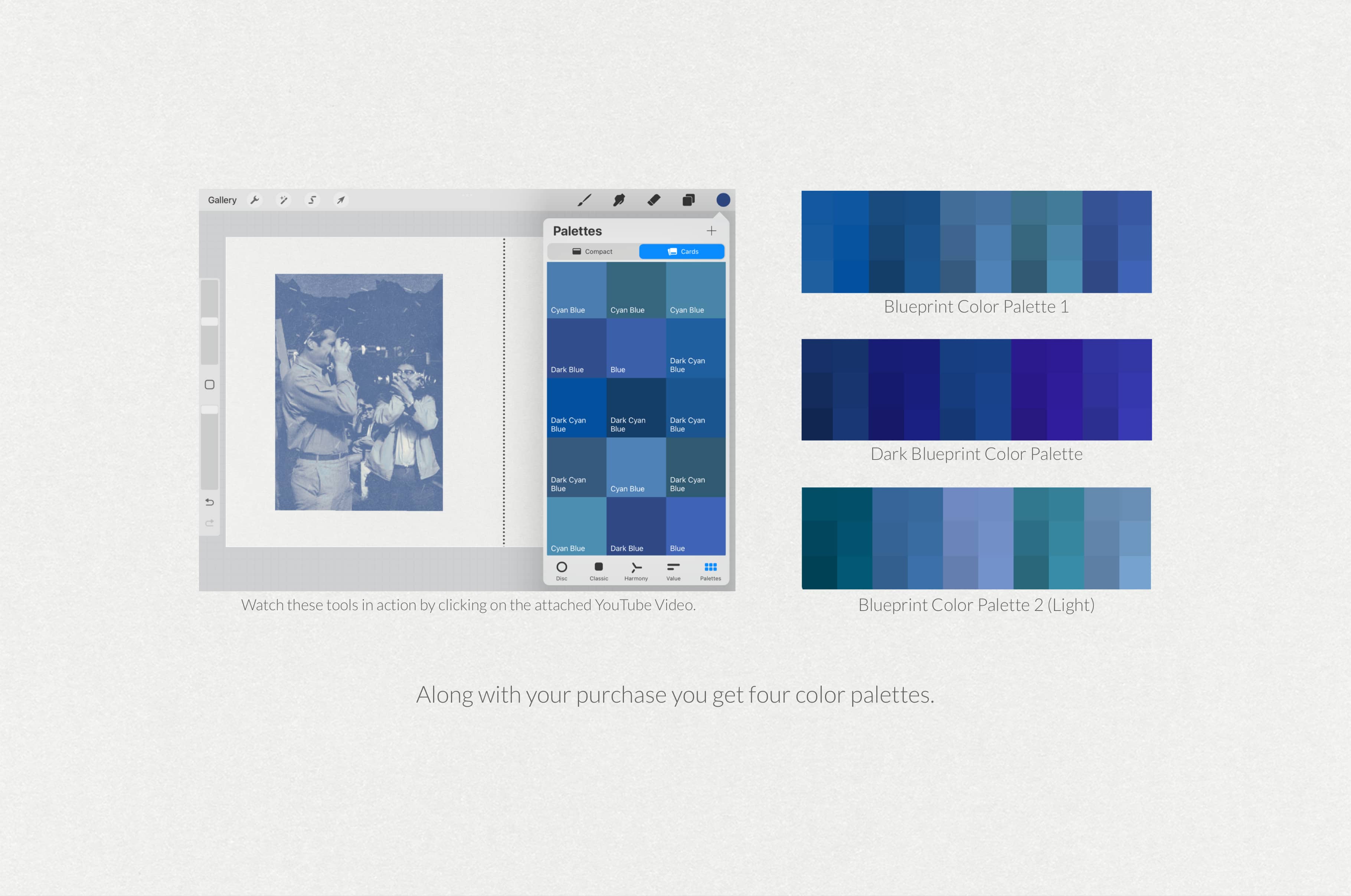 Cyanotype Print (Blueprint) Effect Procreate Brushes
