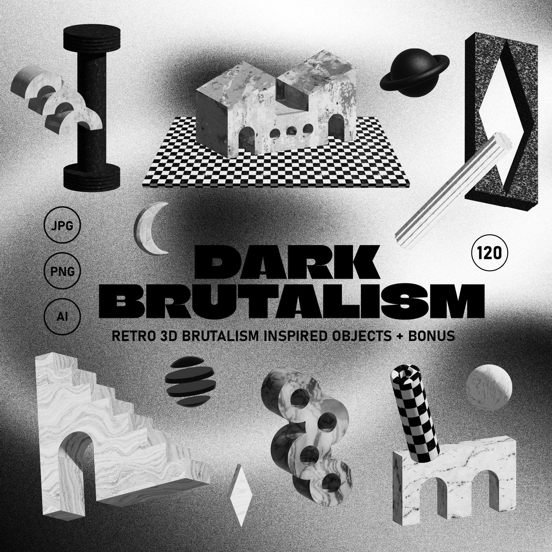DARK BRUTALISM 3D Elements