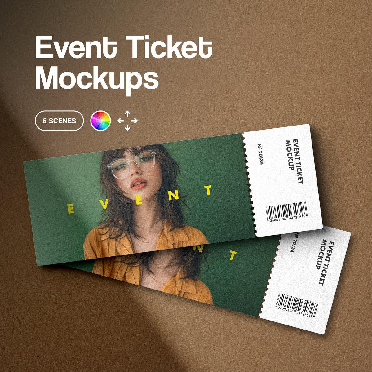 Event Ticket Mockups with Shadow Overlays