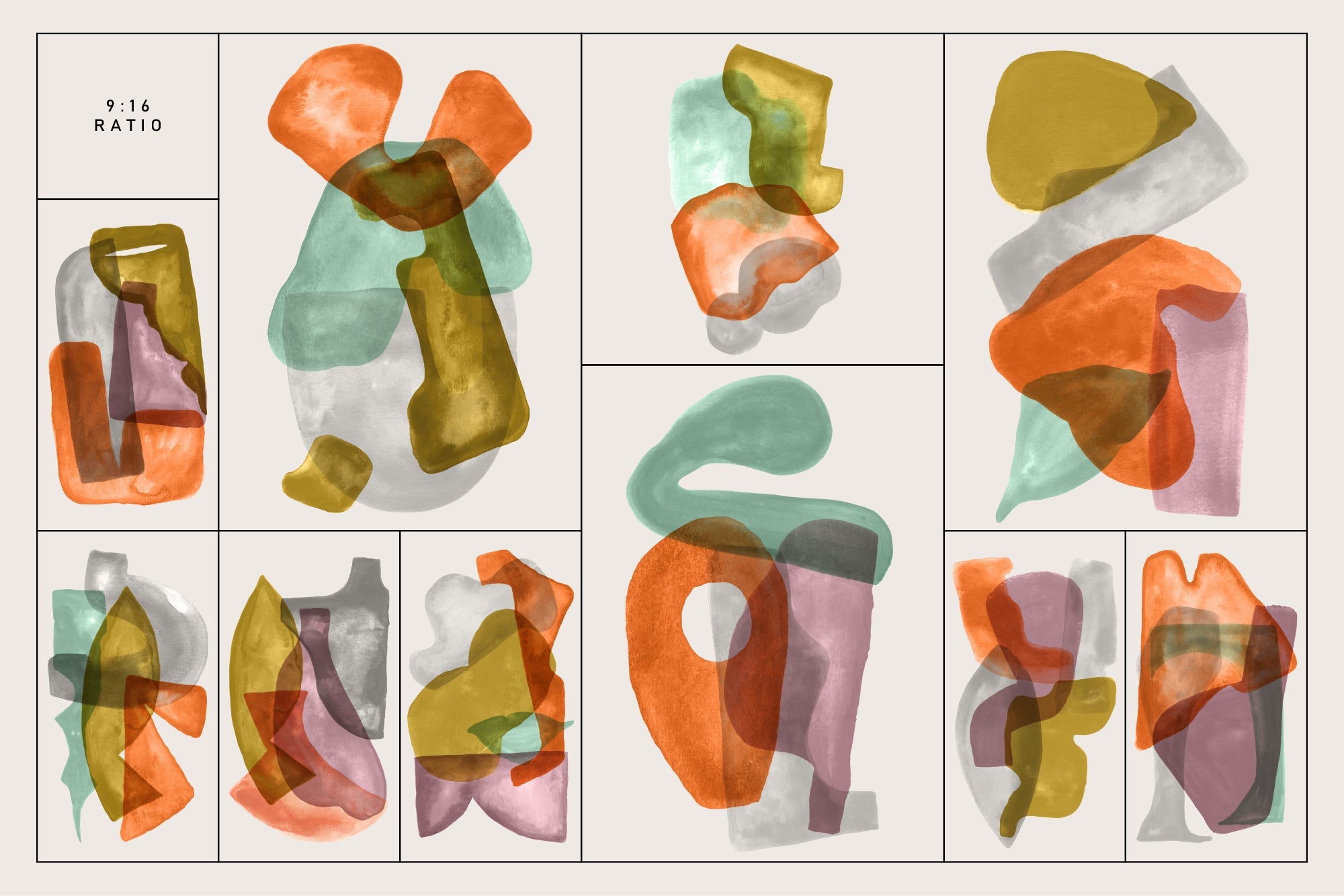 HAPPY CLUSTERS Gouache Shapes