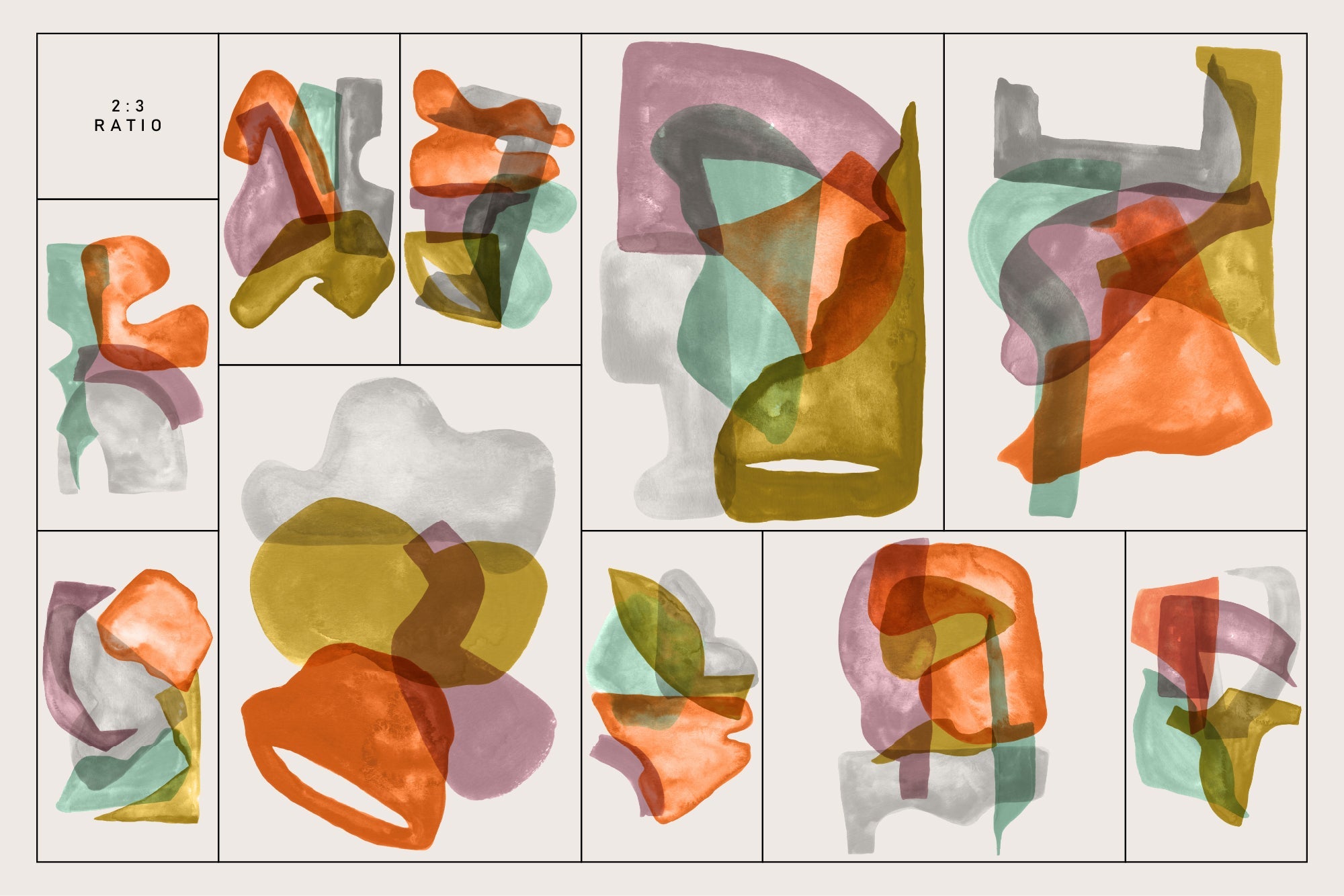 HAPPY CLUSTERS Gouache Shapes