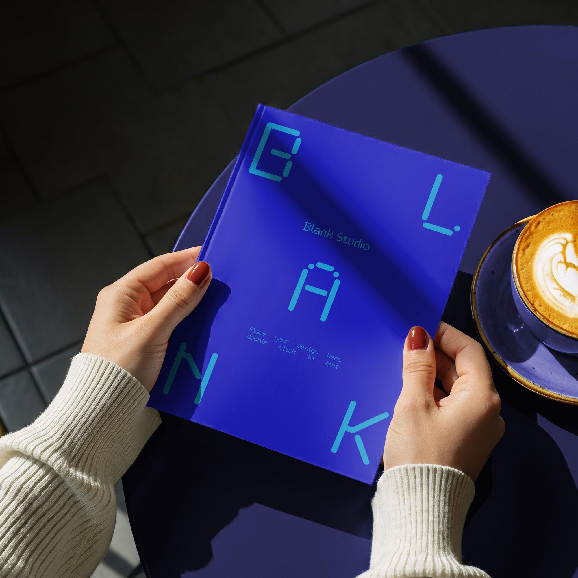 Hardcover Book in Hand Mockup