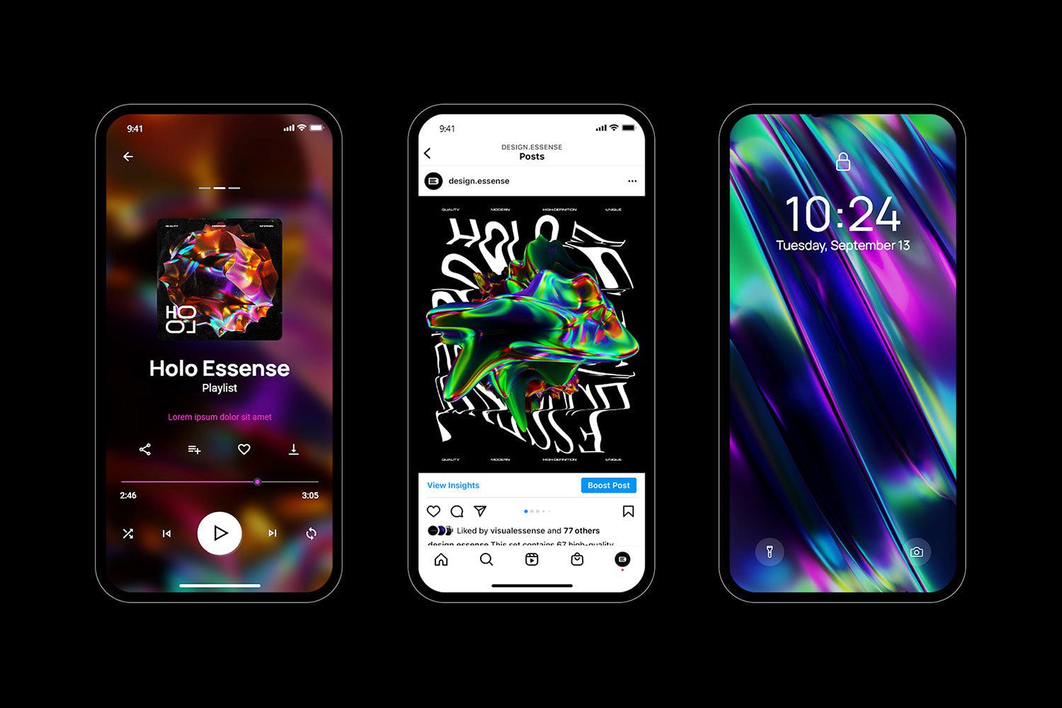 Holographic 3D Abstract Shapes