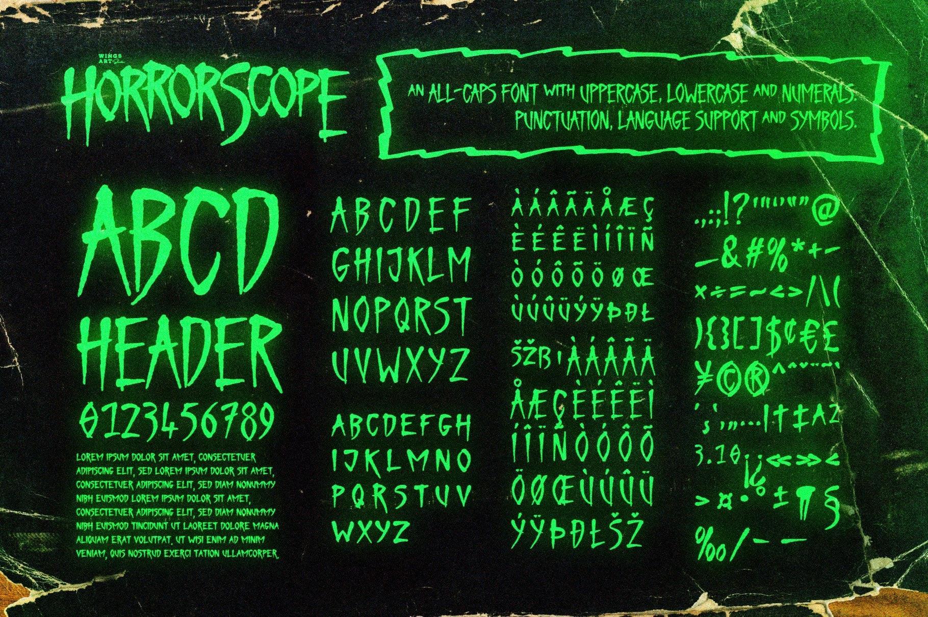 HorrorScope - A Hand-Made Horror Font Foretelling Creepy Tales of Terror!