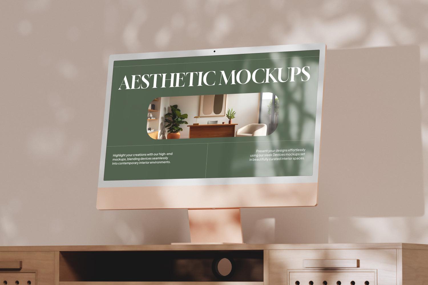 iMac Mockups in Aesthetic Interior