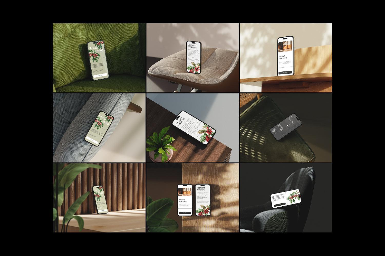 iPhone Mockups in Aesthetic Interior
