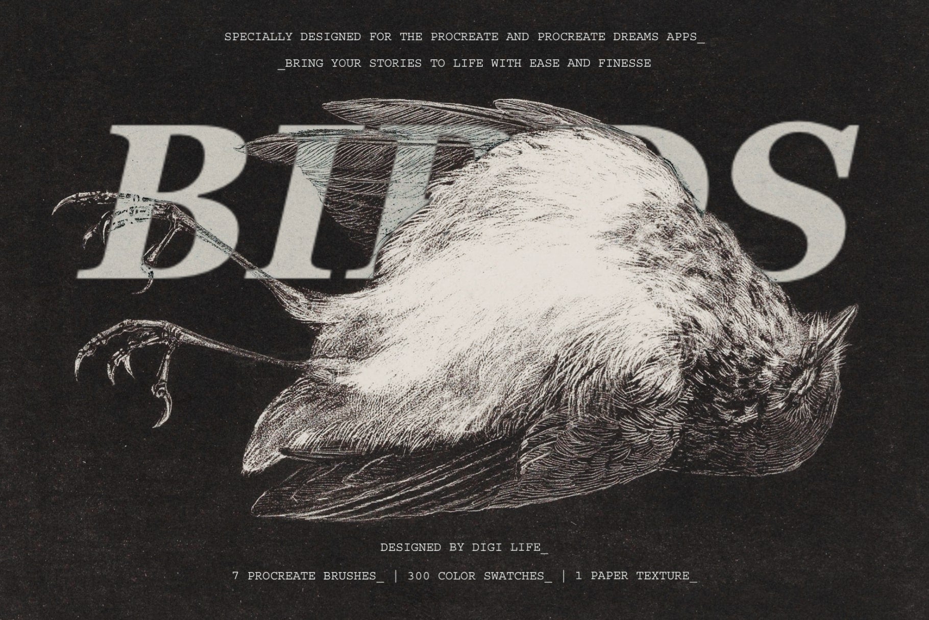 Lithography Procreate Kit | Birds