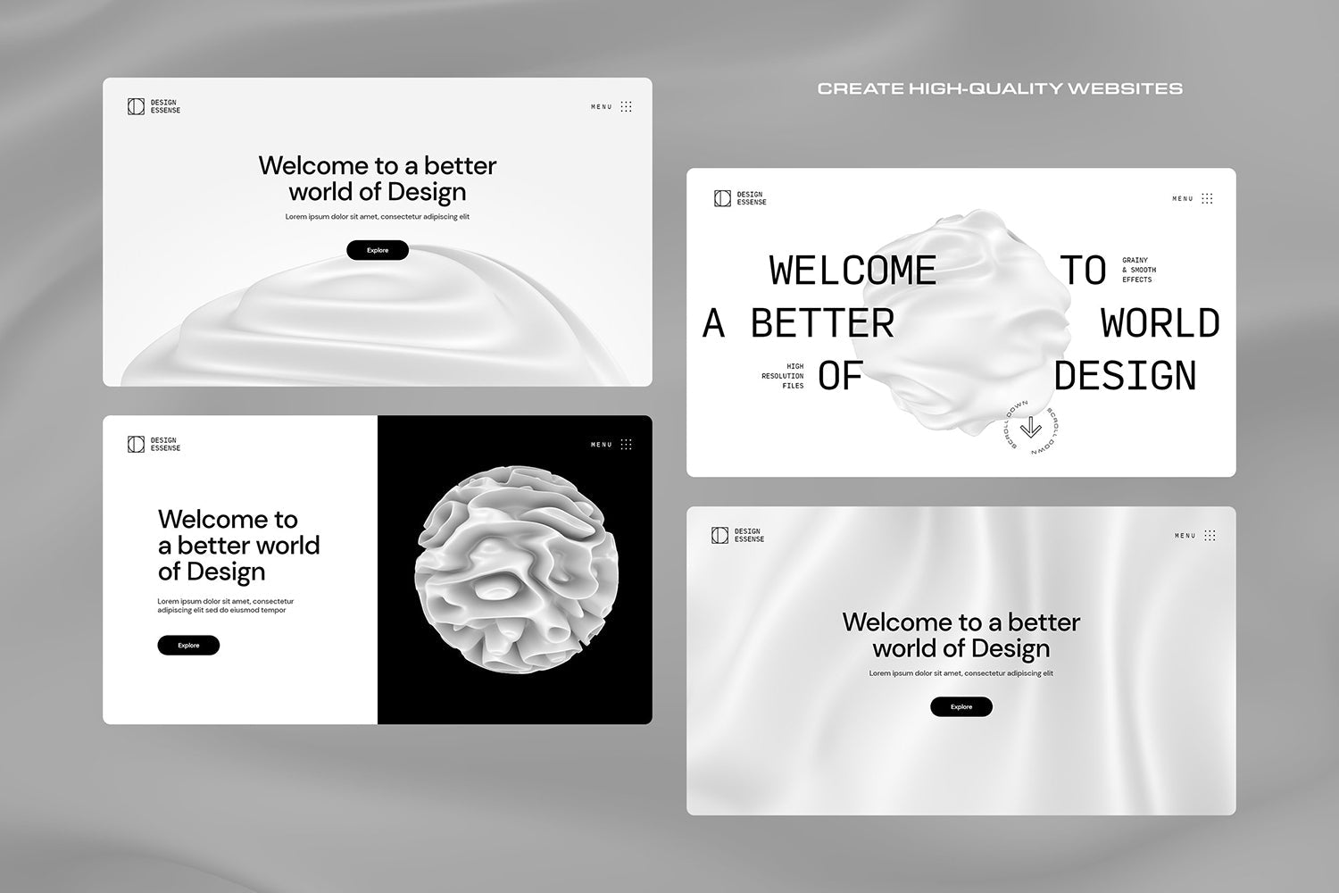 Modern White 3D Shapes