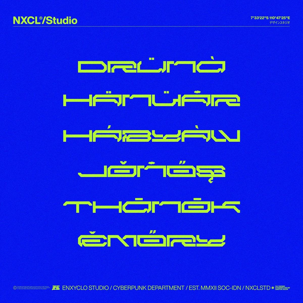 NCL BRAYQOSE EXPANDED - Cyberpunk Futuristic Font