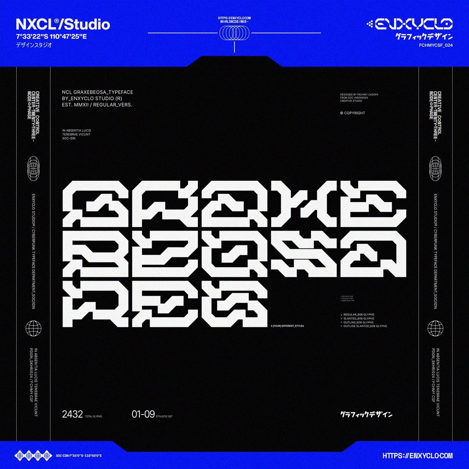 NCL GRAXEBEOSA - Cyberpunk Futuristic Techno Mecha Font