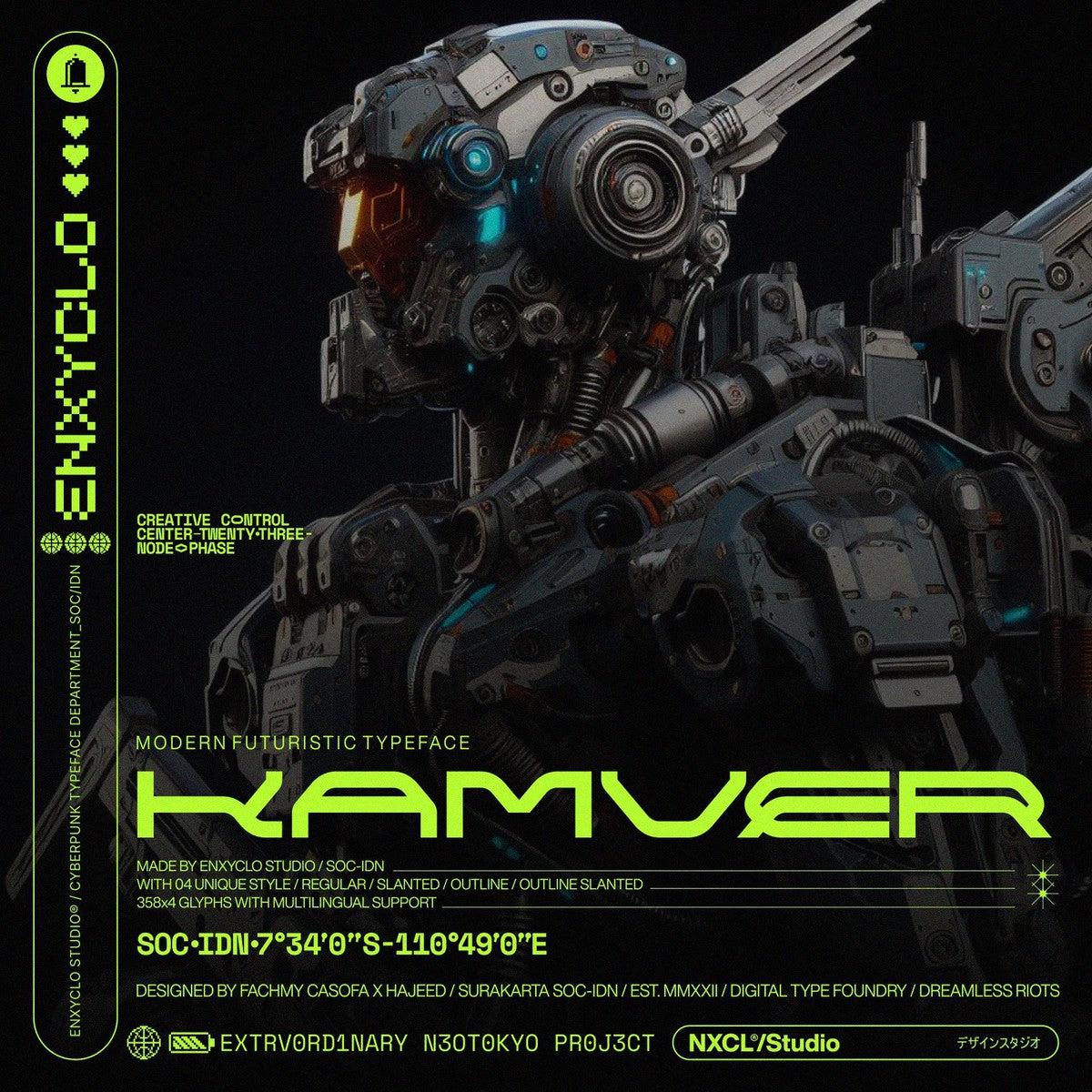 NCL Kamver - Futuristic Cyberpunk Space Techno Font