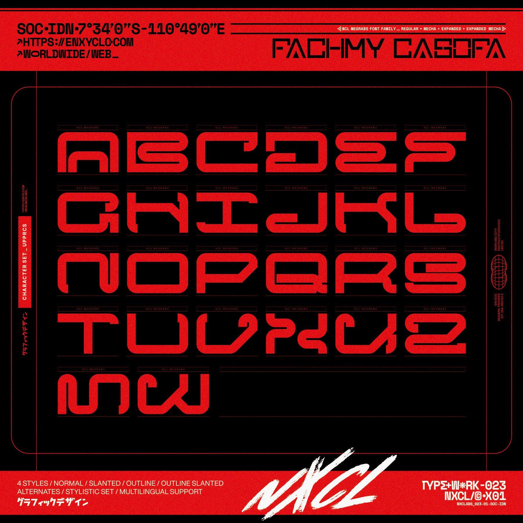 NCL Megrabs - Industrial Brutalism Futuristic Font