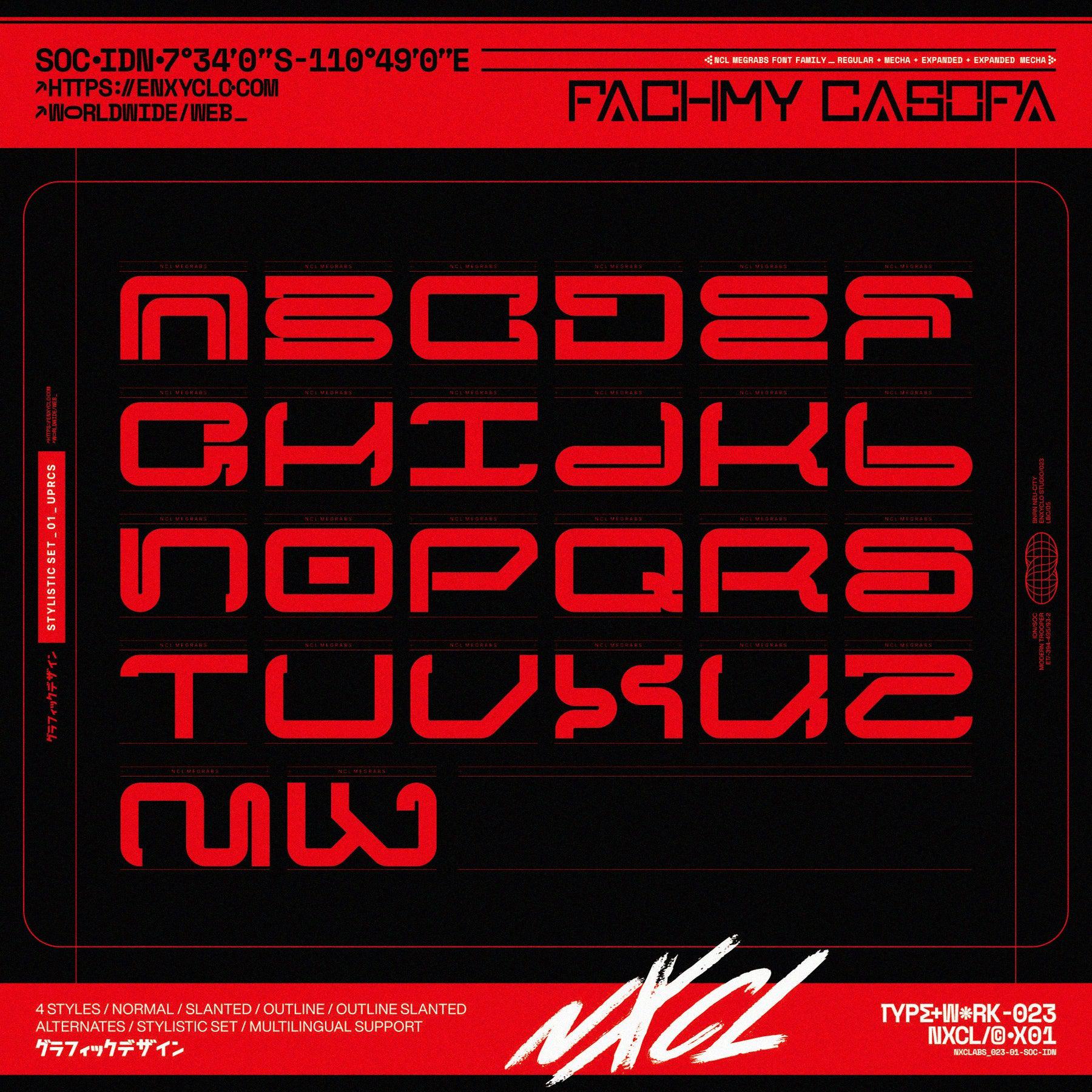 NCL Megrabs - Industrial Brutalism Futuristic Font