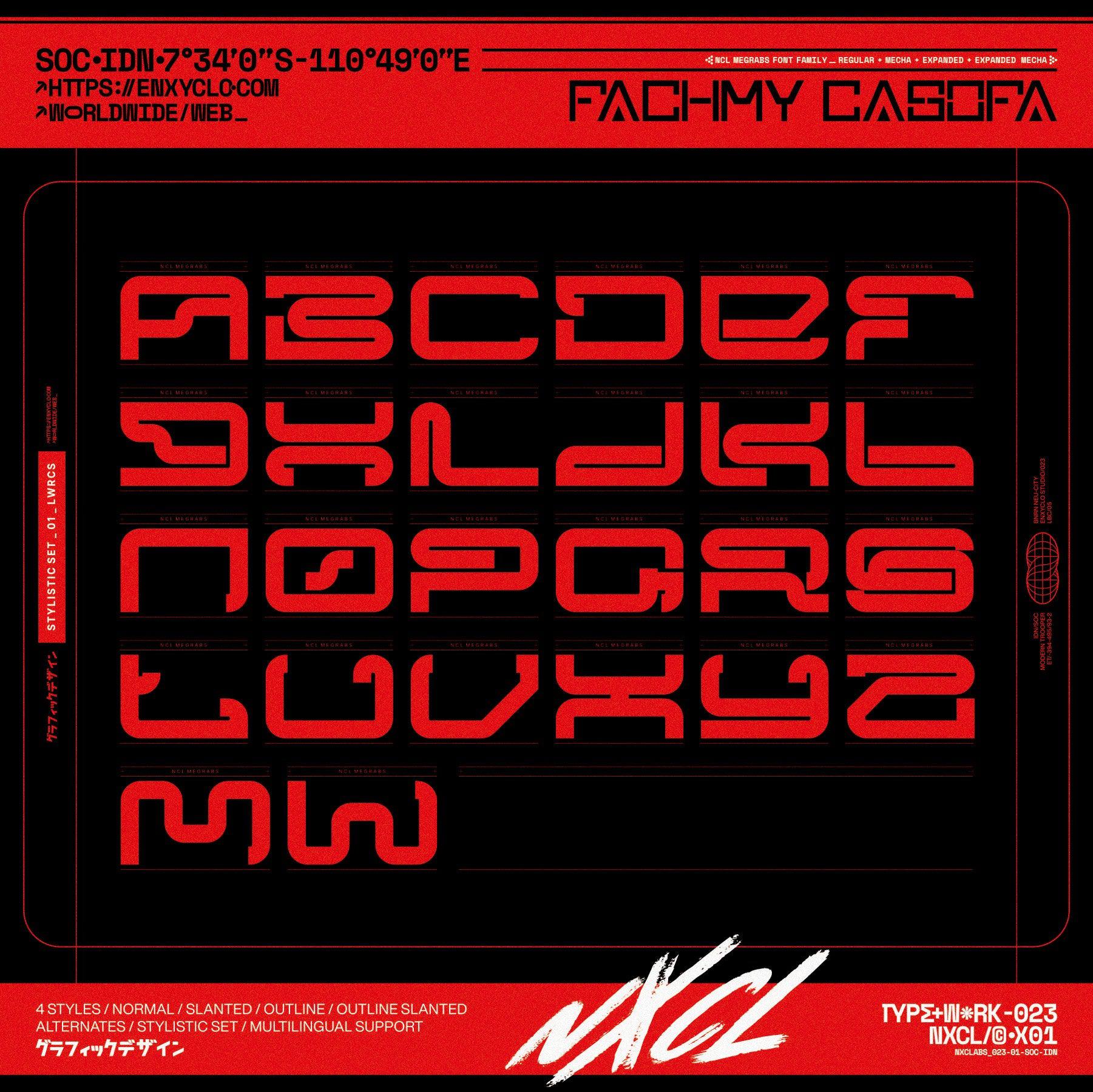 NCL Megrabs - Industrial Brutalism Futuristic Font