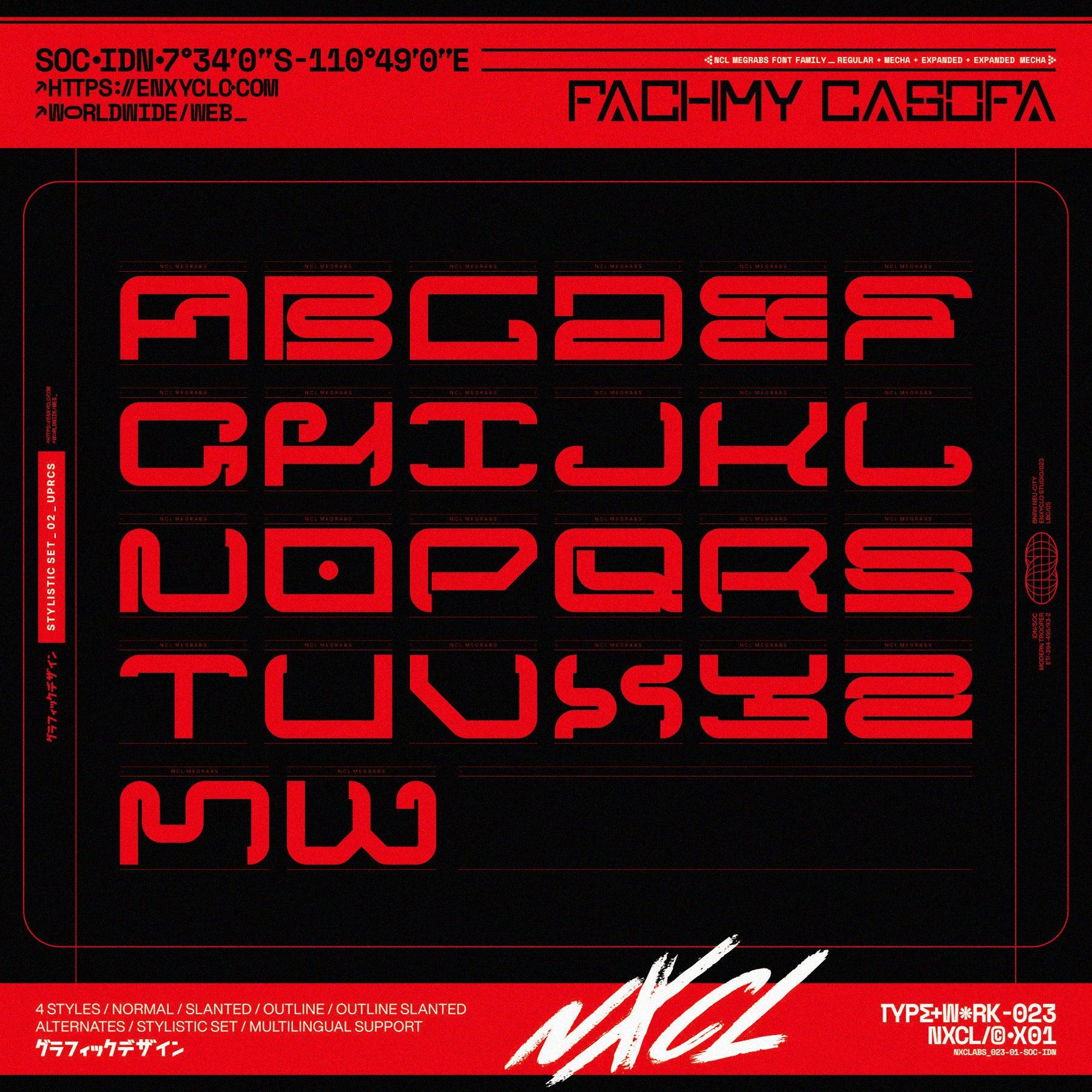 NCL Megrabs - Industrial Brutalism Futuristic Font