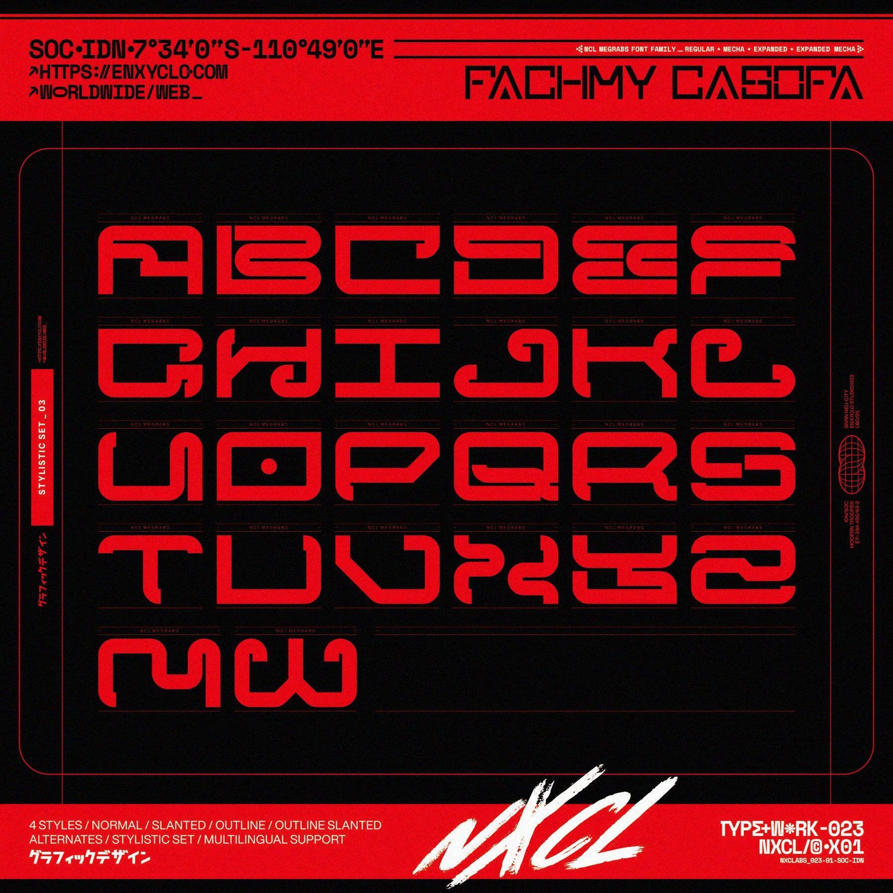 NCL Megrabs - Industrial Brutalism Futuristic Font