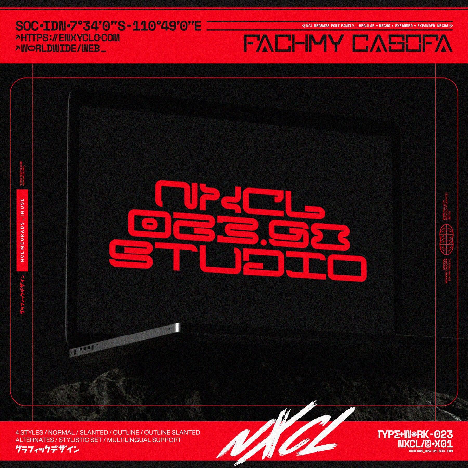 NCL Megrabs - Industrial Brutalism Futuristic Font