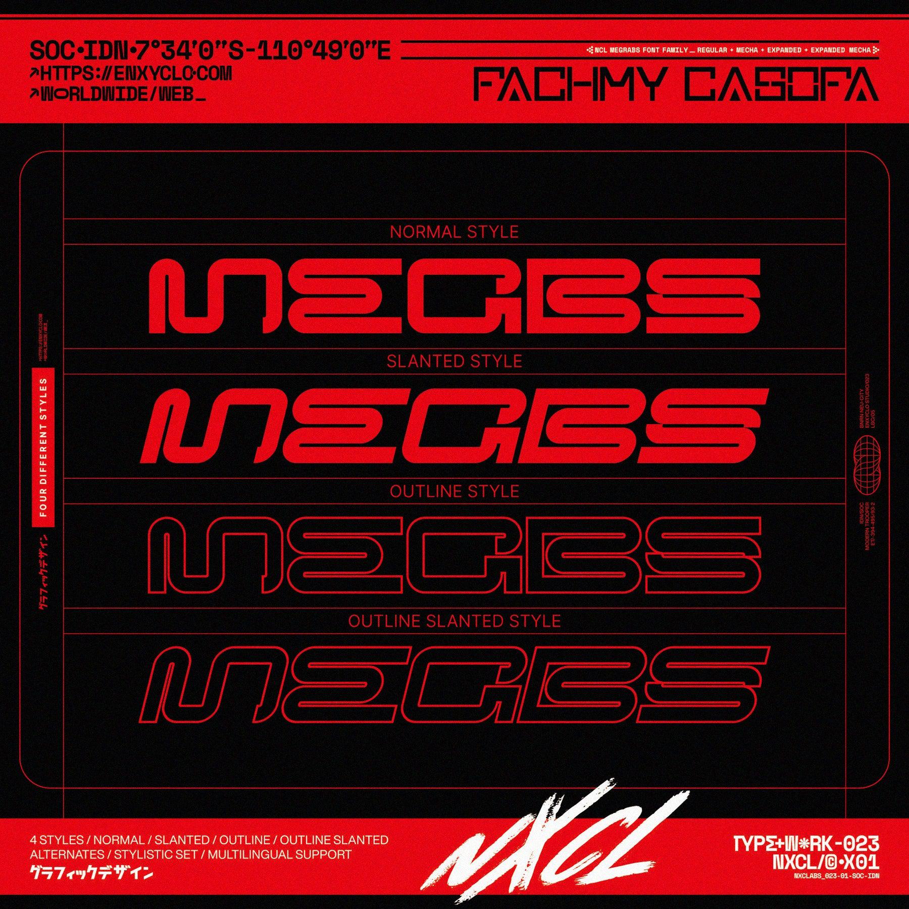 NCL Megrabs - Industrial Brutalism Futuristic Font