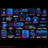 Neon Cosmic Futuristic Vector Badge