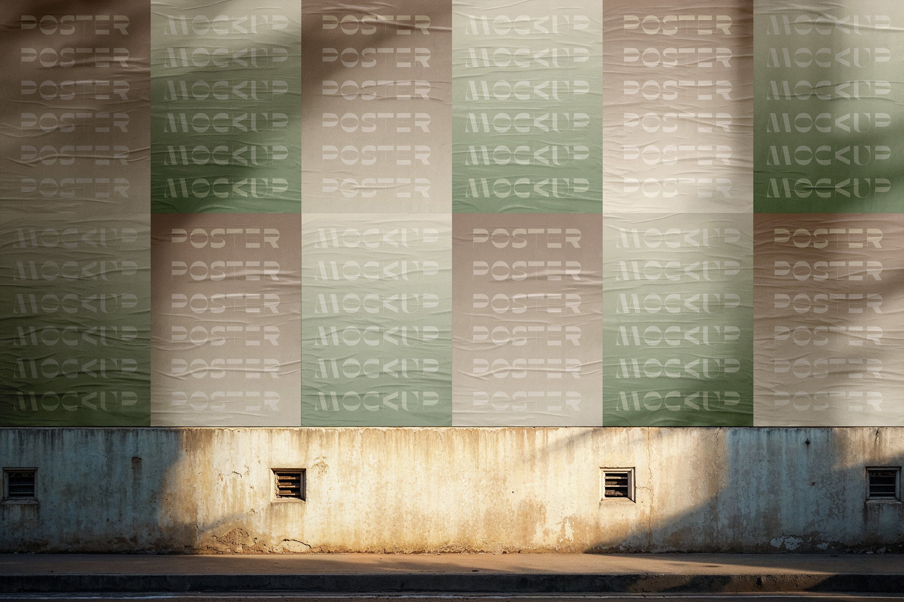 Outdoor Glued Posters Mockup
