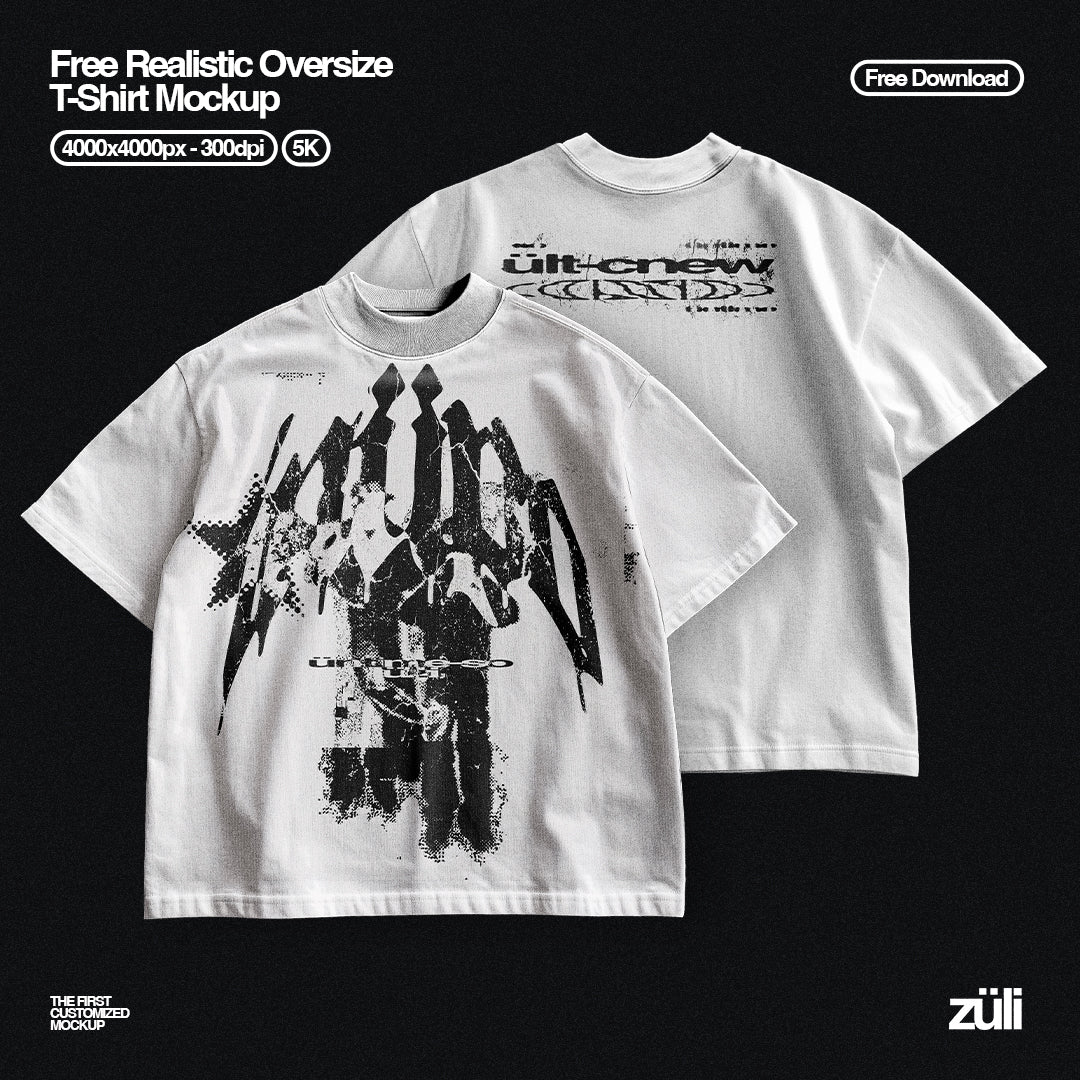 Oversized Realistic T-Shirt Mockup 5K