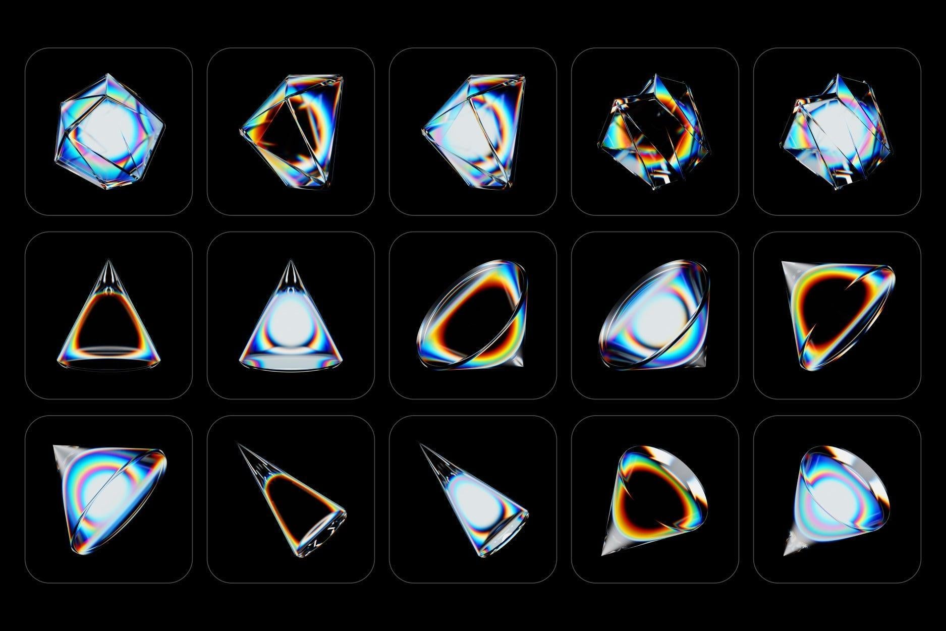 Prism Glass 3D Shapes