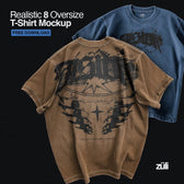 Realistic 8 Mockups Oversize T-Shirts
