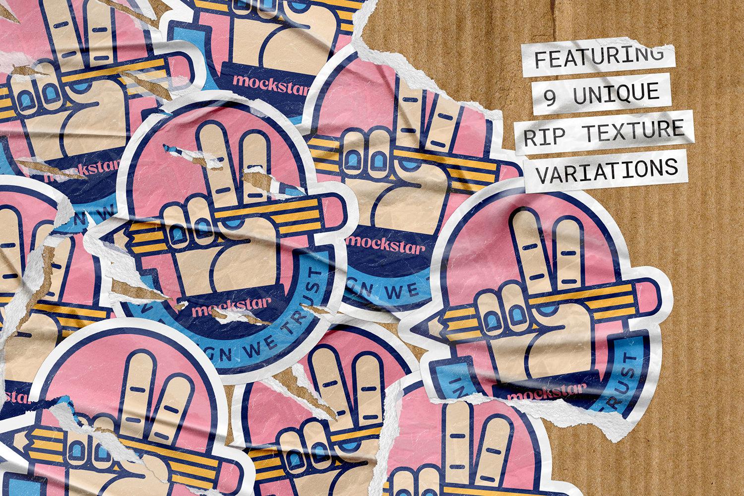 Ripped Sticker Mockup