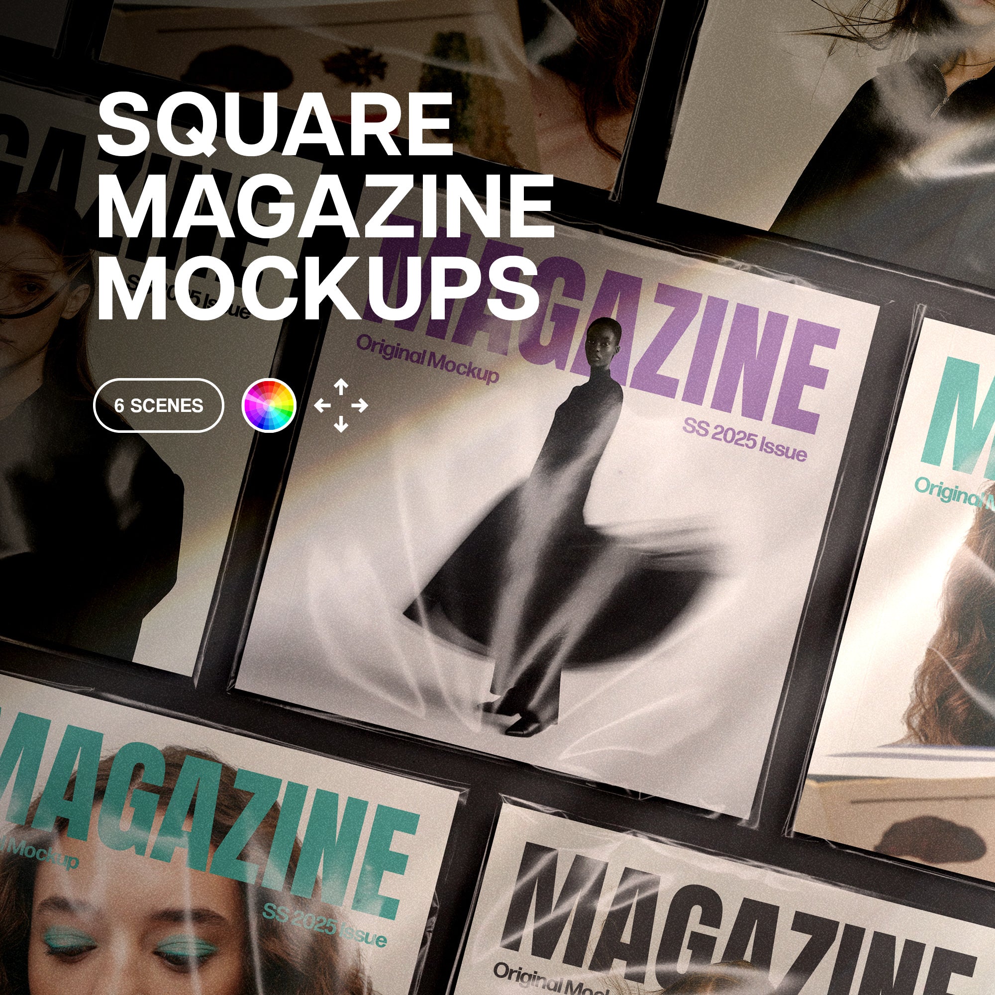 Square Magazine Mockups Set