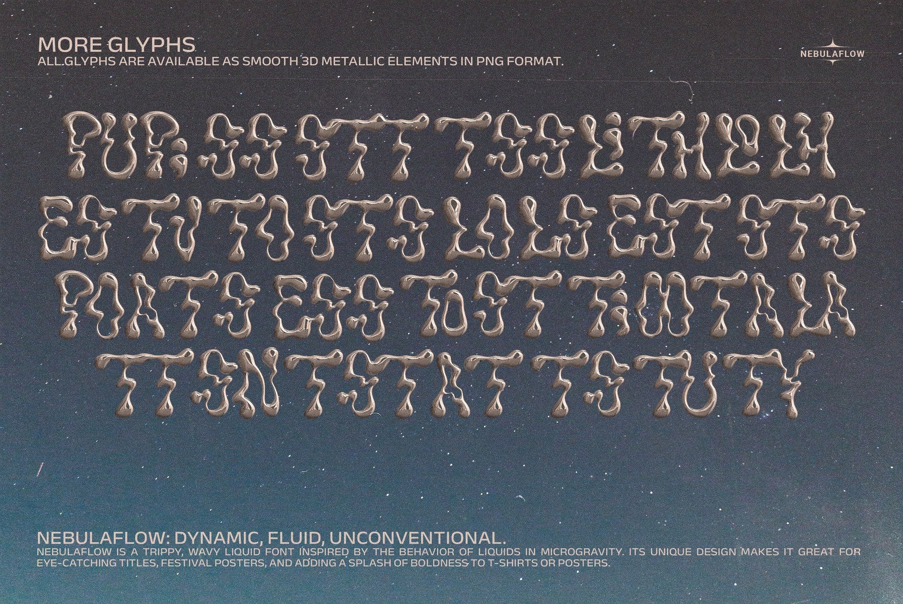 The Nebula Flow Font - Chrome Typeface