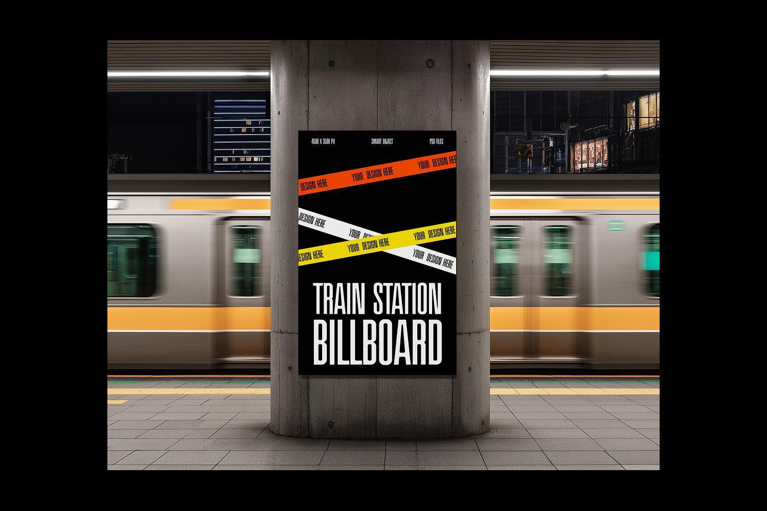 Train Station Billboard Mockup