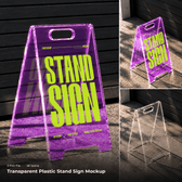 Transparent Plastic Stand Sign Mockup