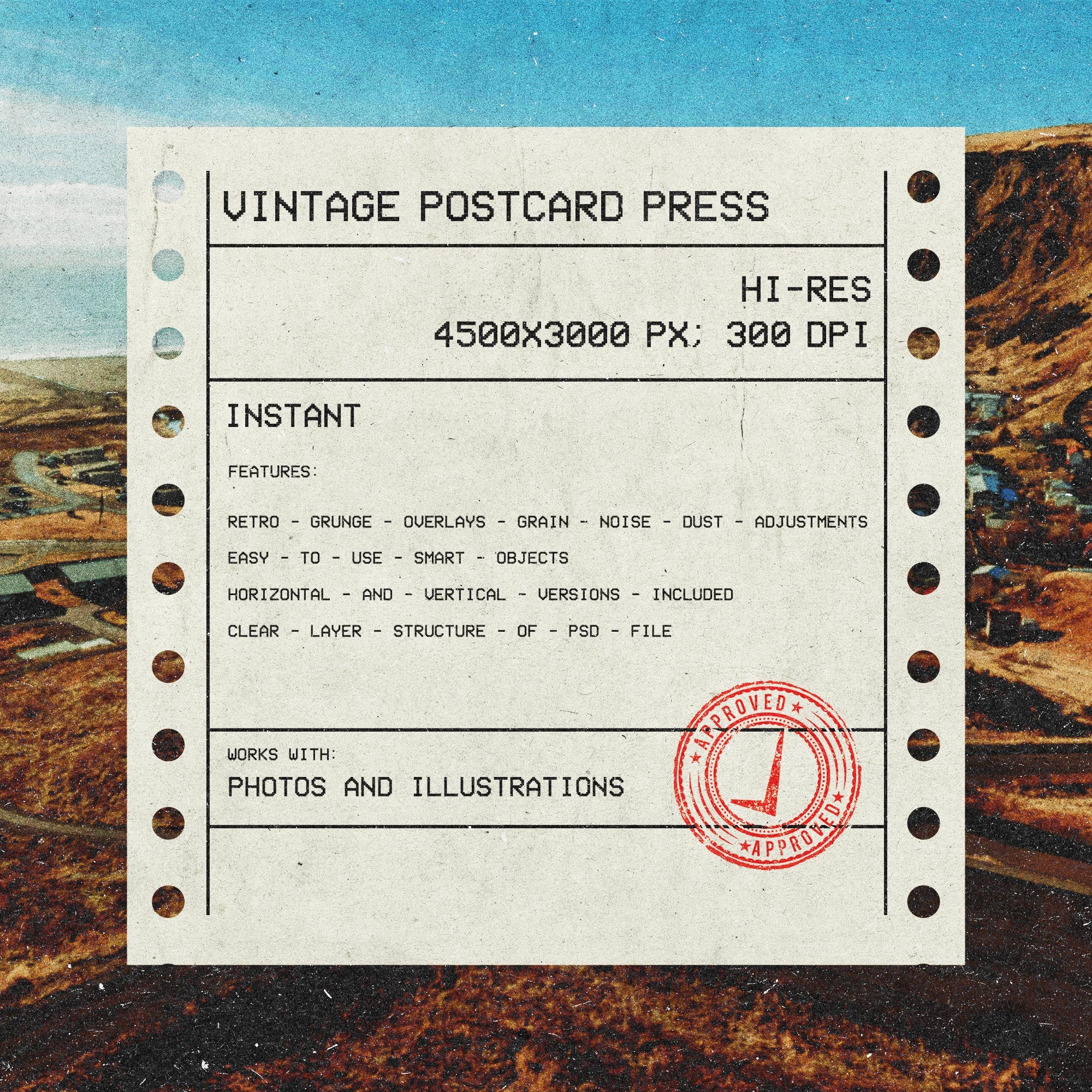 Vintage Postcard Press Effect