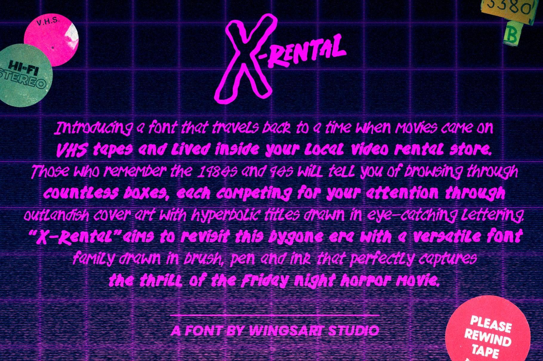 X-Rental - 1980s Retro Horror Font
