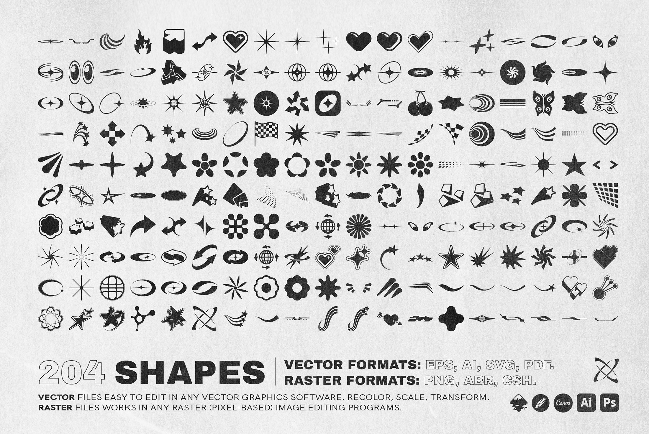 Y2K 240 Shapes Badges Graphic Styles